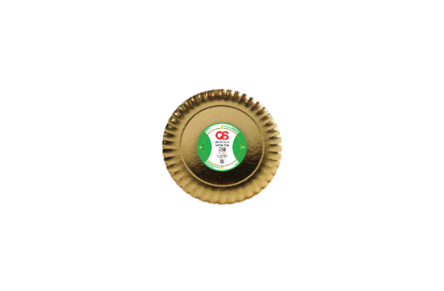 صحن كرتون ذهبي دائري